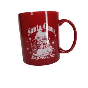 Vintage 1997 BNSF Railway Santa Claus Express Red Ceramic Coffee Mug Train Logo